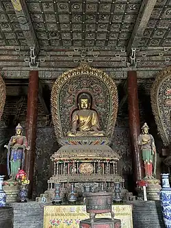 Ming dynasty (1368-1644) statue of Akshobhya in Huayan Temple in Datong, Shanxi, China