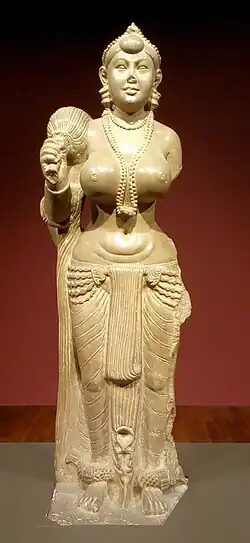 Didarganj Yakshi. Uncertain date, but it has the fine Mauryan polish associated with Mauryan art