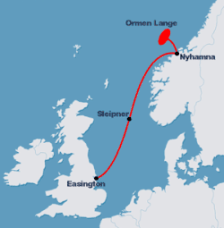 Location of Langeled pipeline