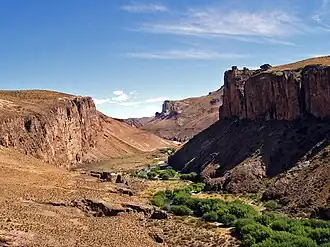 Photograph of the Pinturas River and a valley